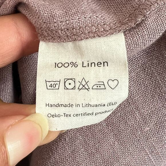 Magic Linen Shirt Dress Women's M 100% Linen Dusty Rose Keyhole Back 3/4 Sleeves - Picture 5 of 7